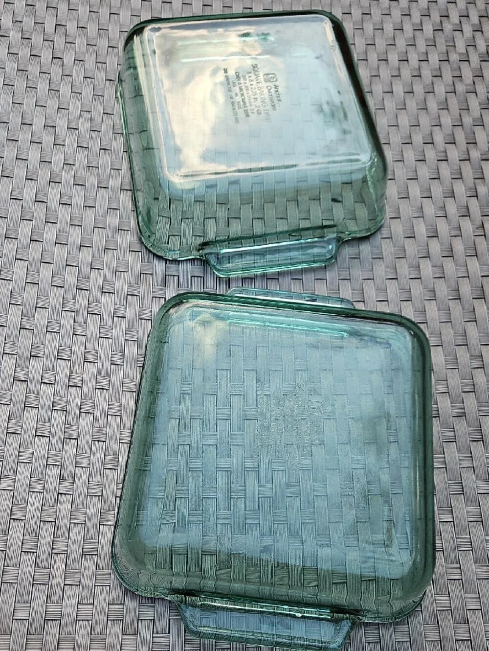 Vintage Anchor Hocking #1035 Green Glass Square 8